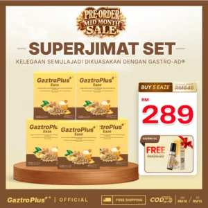 Superjimat Set - 5 Kotak Eaze + Gaztro Oil